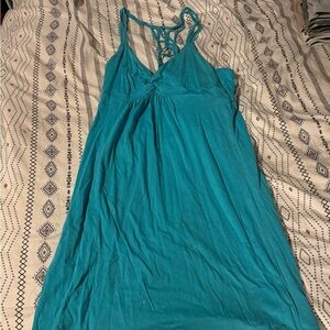Vibrant Teal Crisscross Back Dress